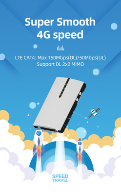 150Mbps router mobile ad alta velocità di punto caldo 4G Lte per la batteria di viaggio 2100mAh